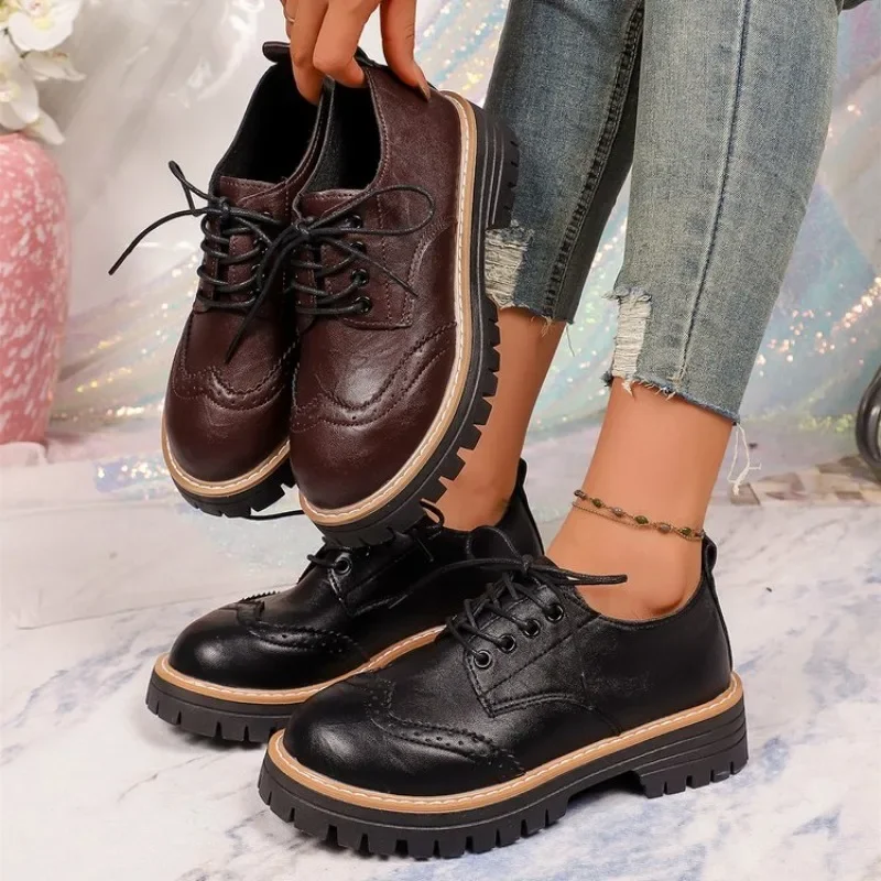 Drone Camera Stabilized - Women Classic Platform Oxford Shoes Stitched