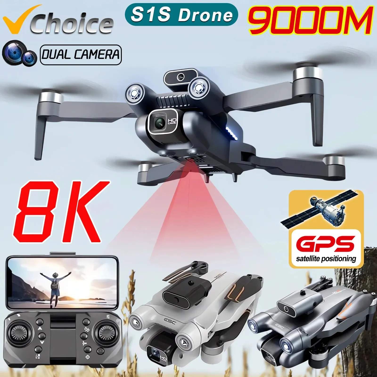 New S1S 5G GPS Drone Camera 8K - Drone Camera Professional recension och pris